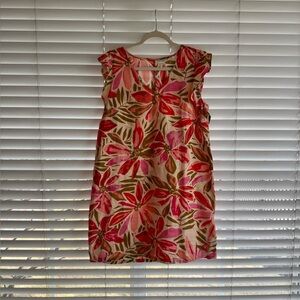 Nichole Miller Medium 100% linen Floral Shift Dress in Pink and Green